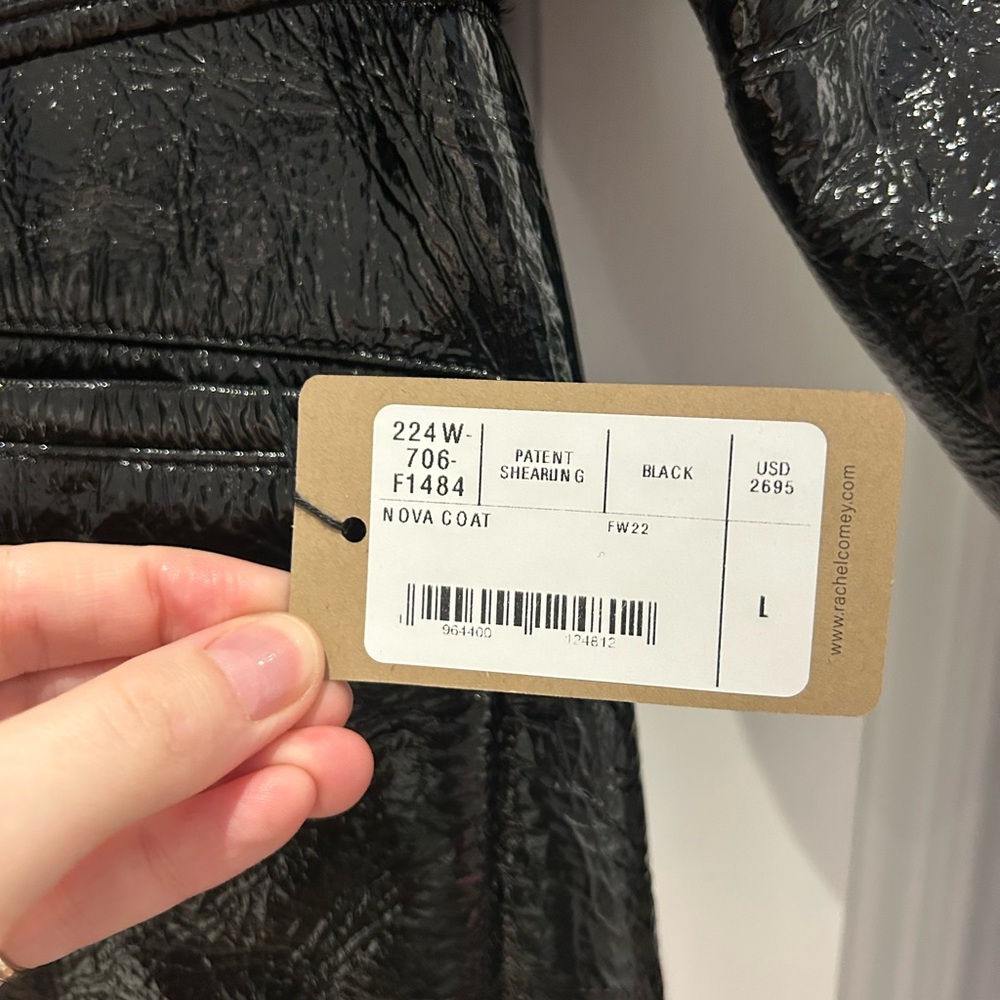 Rachel Comey FW22 New with Tags Faux Patent Leather Shearling Coat Size L - Picture 3 of 7